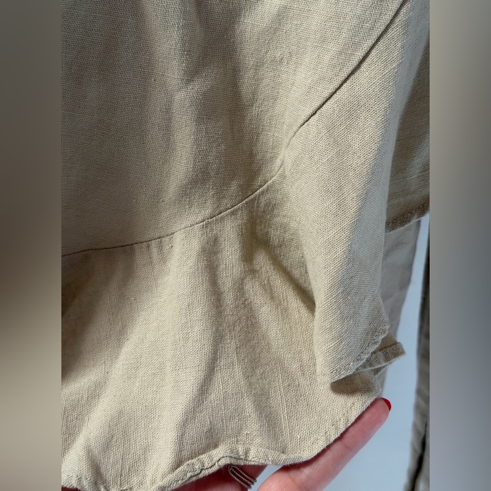 Linen Tan Spaghetti Strap Ruffle Dress - Picture 7 of 8